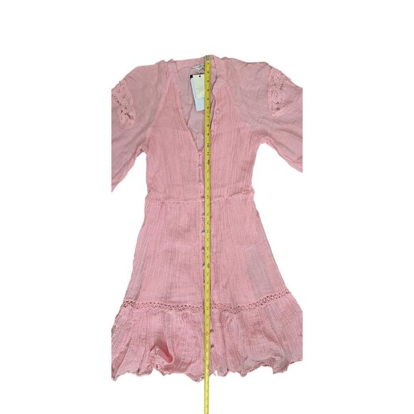 Guess Pink Lace Long Sleeve Button-Down Dress arita dress without belt - Picture 7 of 16
